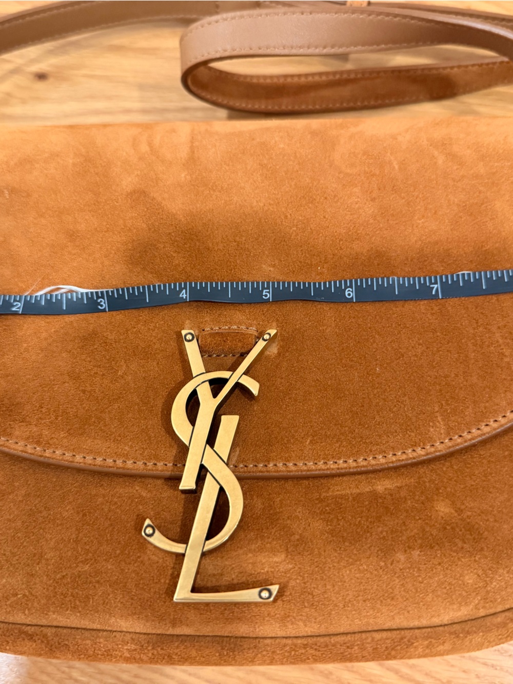 Saint Laurent Kaia Medium suede shoulder bag in cinnamon suede - Picture 8 of 11